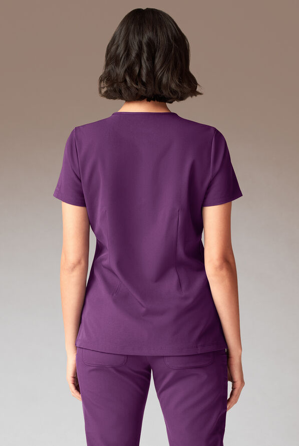 Hypothesis Meta-Base Women’s Single Pocket V-Neck Tuck In/Wear Out Scrub Top - Eggplant - 4