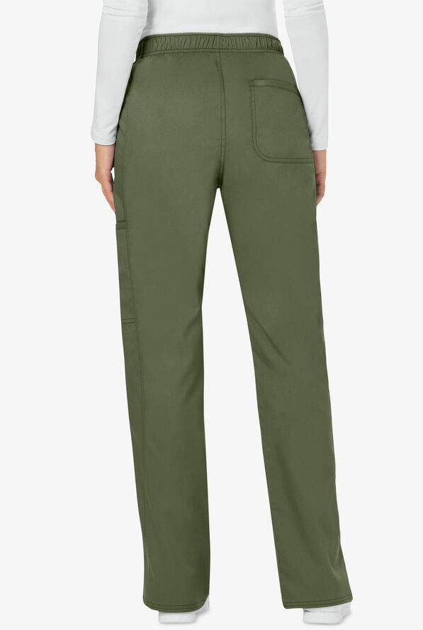 Cherokee Workwear Revolution Women's 5-Pocket STRETCH Drawstring Cargo Scrub Pants - Tall - Olive - 2