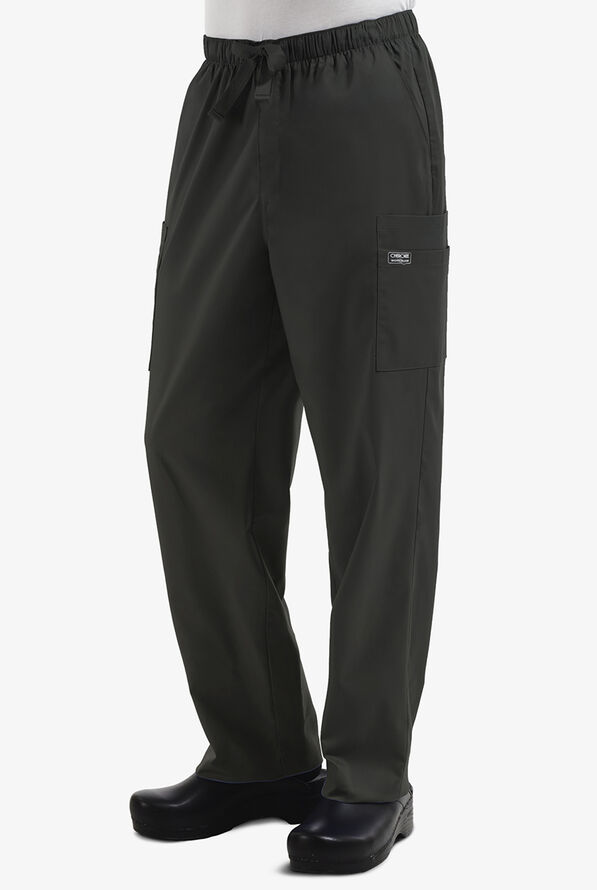 Cherokee Workwear Core STRETCH Men's 7-Pocket Drawstring Cargo Scrub Pants - Black - 3