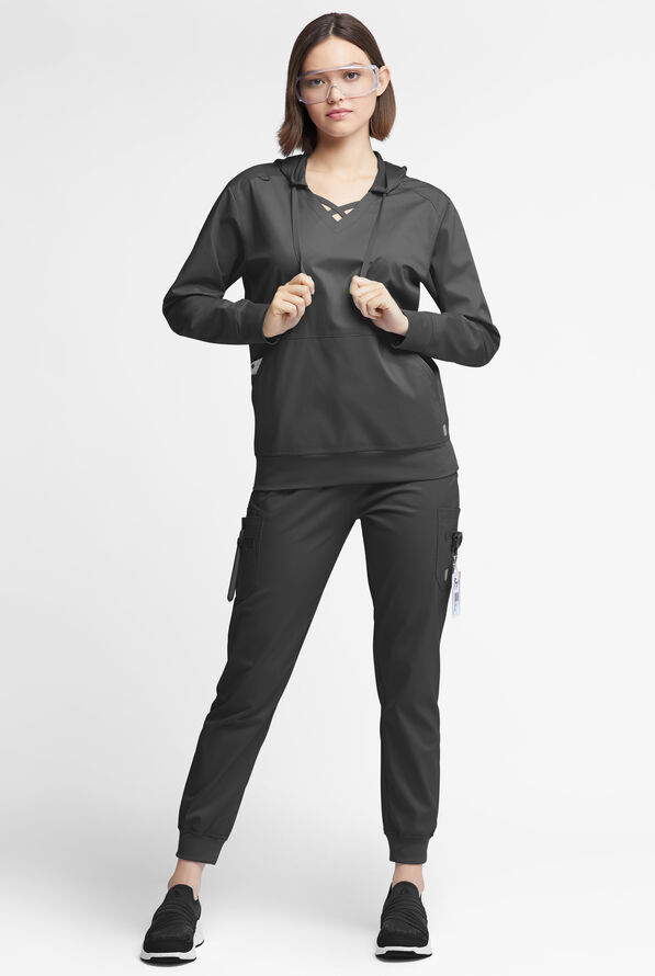 Sudadera médica UA Butter-soft STRETCH con capucha y 4 bolsillos para mujer - Black - 2