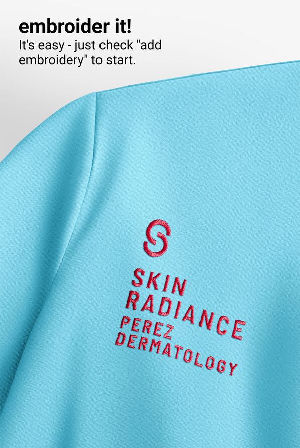 Blusa m&eacute;dica koi Lite&trade; Philosophy STRETCH estilo cruzado con 3 bolsillos y cremallera para mujer - Sky - 4