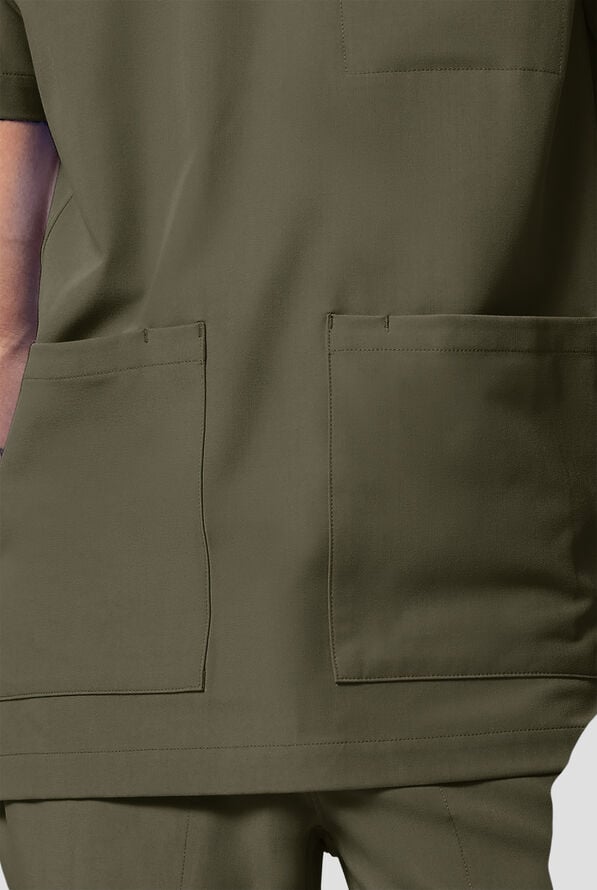 Healing Hands Quest Avery Men's 4-Pocket STRETCH Y-Neck Scrub Top - Olive - 6