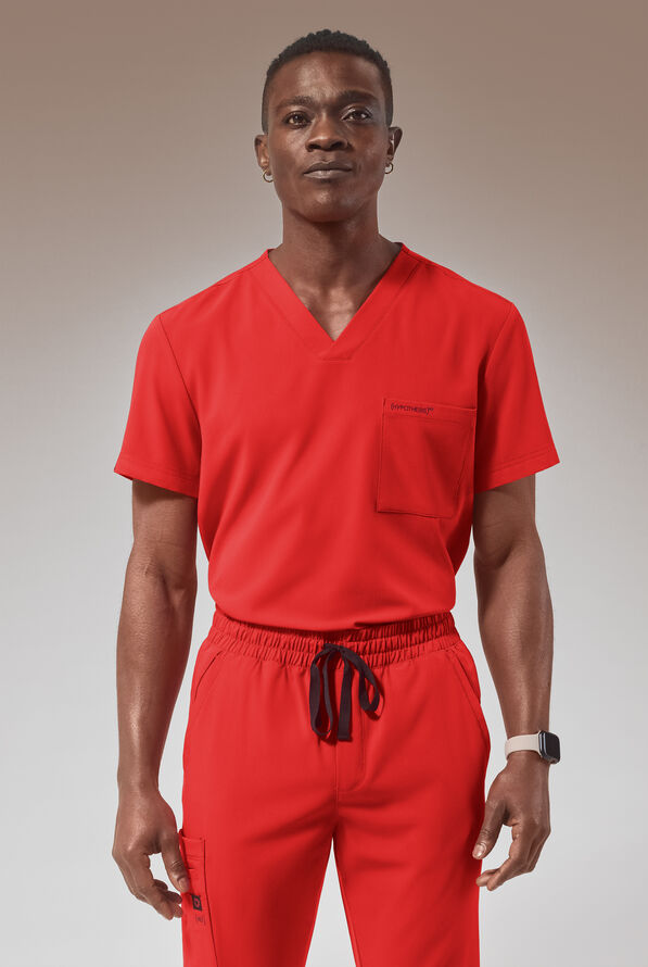 Camisa médica Hypothesis (RED) Omni V con cuello en V y 1 bolsillo para hombre - (Red) - 1