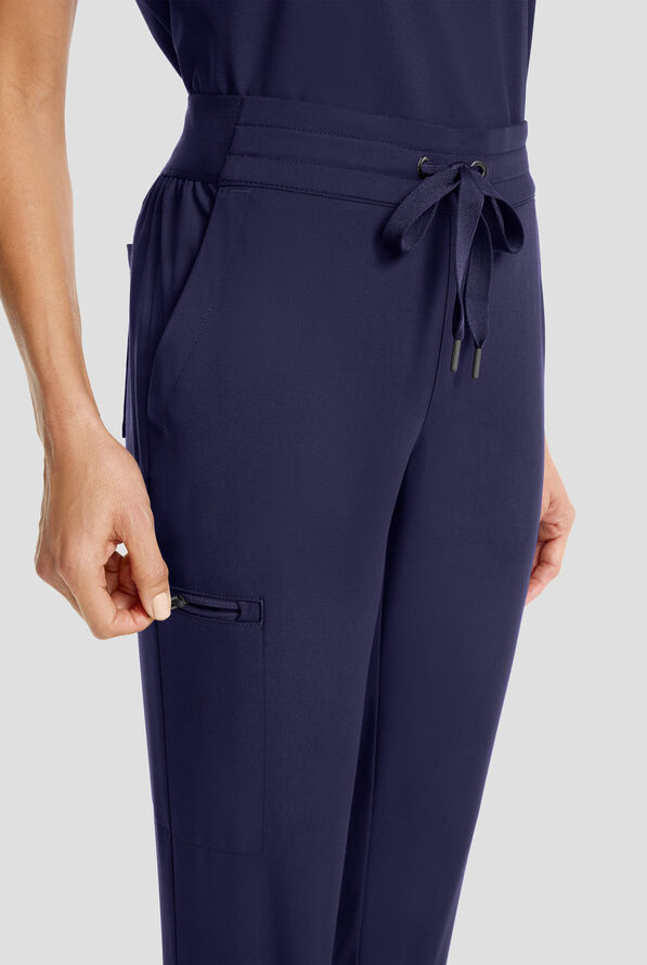 Healing Hands Quest Women's 5-Pocket STRETCH Drawstring Jogger Scrub Pant - Navy - 3