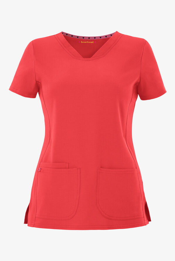 heartsoul Break On Through Women's 3-Pocket Pitter-Pat V-Neck Scrub Top - Go Guava - 1