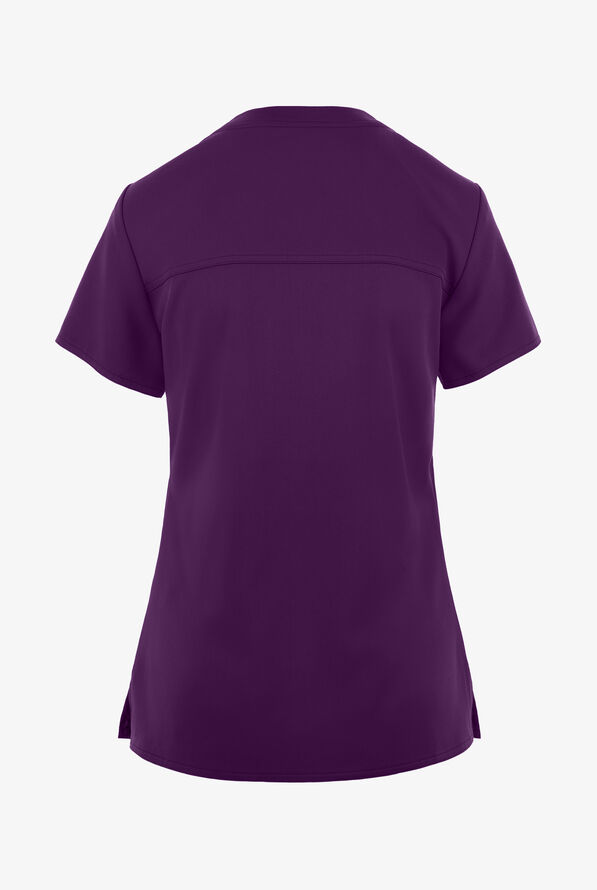 Med Couture Touch Women's 1-Pocket STRETCH Tuck In V-Neck Scrub Top - Eggplant - 2