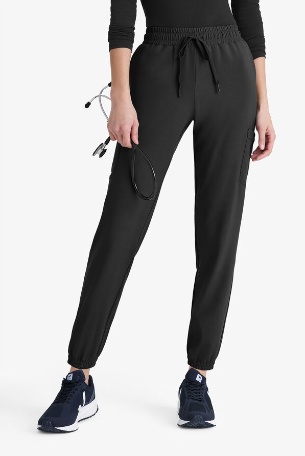 Grey's Anatomy by Barco Evolve STRETCH Terra Women's 6-Pocket Cargo Jogger Scrub Pants - Black - 1