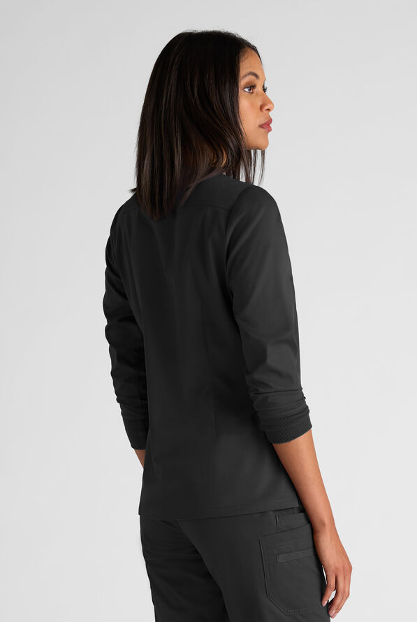 Butter-Soft STRETCH Women's 5-Pocket 3/4" Sleeve V-Neck Scrub Top - Black - 2