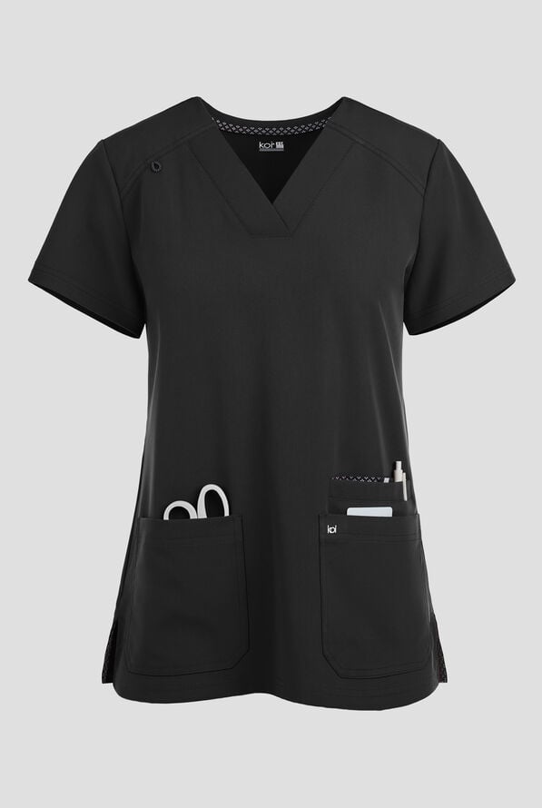 Blusa m&eacute;dica Koi Next Gen Hustle and Hear con cuello en V y 3 bolsillos para mujer - Black - 1