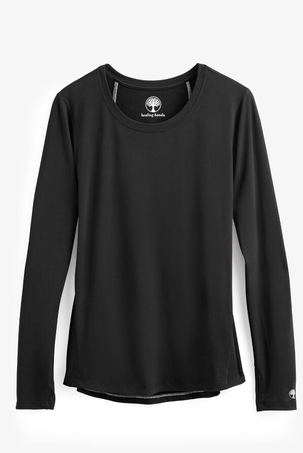 Healing Hands Mackenzie Women's STRETCH Long Sleeve Knit Underscrub - Black - 1