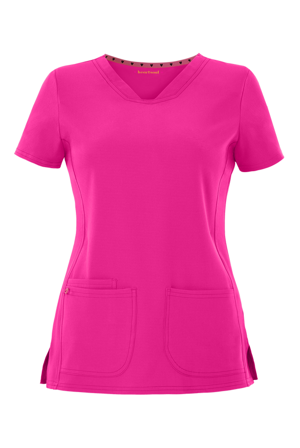 heartsoul Break On Through Women's 3-Pocket Pitter-Pat V-Neck Scrub Top - Glam Fuchsia - 1