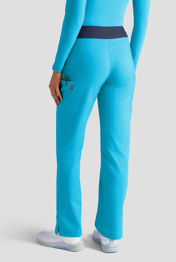 Pantalón médico UA Butter-Soft STRETCH estilo yoga con cintura de punto tejido y 4 bolsillos para mujer - Turquoise/Navy - 2