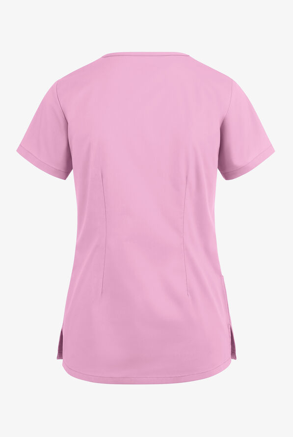 Blusa m&eacute;dica UA Butter-Soft STRETCH estilo cruzado con cuello en V y 3 bolsillos para mujer - Sweet Rose - 4