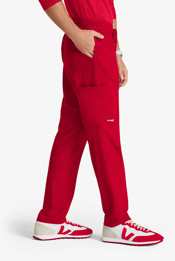 Grey's Anatomy by Barco Evolve STRETCH Highland Men's 5-Pocket Slim Leg Cargo Scrub Pants - Red - 2