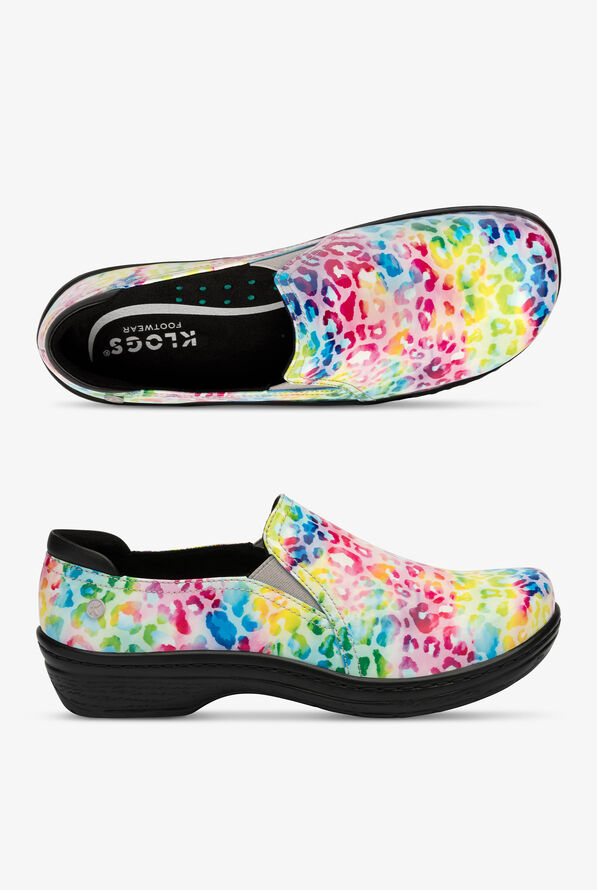 Klogs Women's Moxy Tie Die Cheetah Patent Leather Nursing Clogs - null - 1