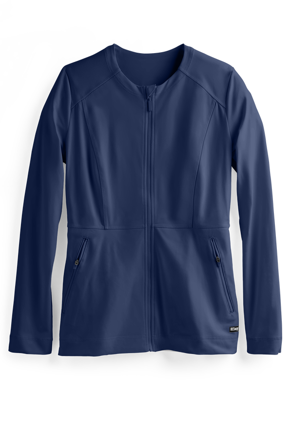Grey's Anatomy™ by Barco Impact Tempo Women's 4-Pocket Sorona Knit Zip Front Scrub Jacket - Indigo - 1