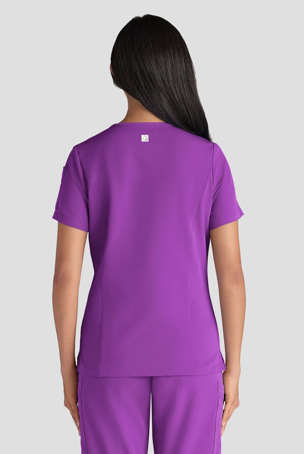 Blusa m&eacute;dica ReSurge Diamond con cuello en V y 3 bolsillos para mujer - Fresh Purple - 2