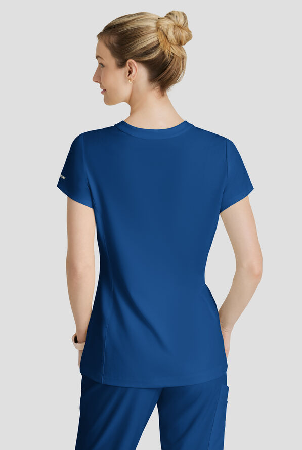Blusa m&eacute;dica Skechers by Barco Coast STRETCH con tapeta en el cuello en V y 2 bolsillos para mujer - Royal - 4