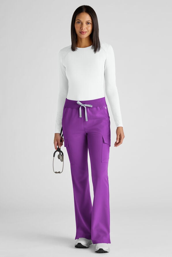 ReSurge Avon Women's 7-Pocket Flare Leg Cargo Scrub Pant - Fresh Purple - 7