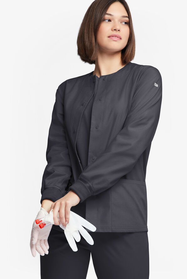 Butter-Soft Originals Women's 3-Pocket Warm-up Scrub Jacket - Pewter - 2