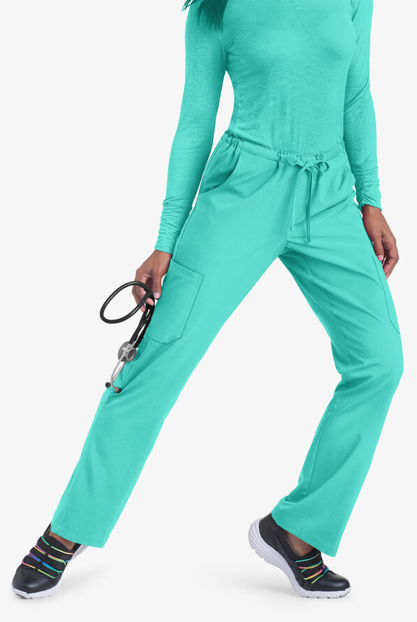 Pantal&oacute;n m&eacute;dico Easy STRETCH Petite Eden con cord&oacute;n y 4 bolsillos para mujer - Aqua Dust - 3
