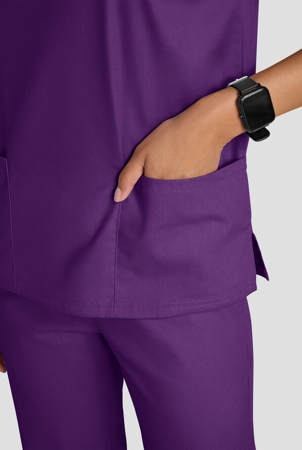 Strictly Scrubs Women's 4-Pocket Scrub Set - Eggplant - 4