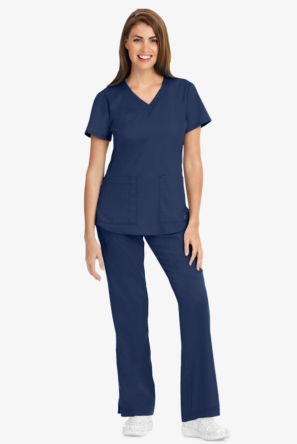 Blusa médica Grey's Anatomy de corte clásico con cuello en V y 2 bolsillos para mujer - Indigo - 2