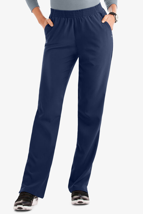 Easy STRETCH Alana Women's 2-Pocket Pull On Scrub Pants - Petite - Navy - 1