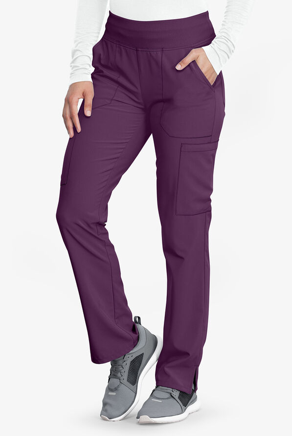 Dickies EDS Essentials Women's 7-Pocket STRETCH Elastic Waistband Cargo Scrub Pants - Eggplant - 1