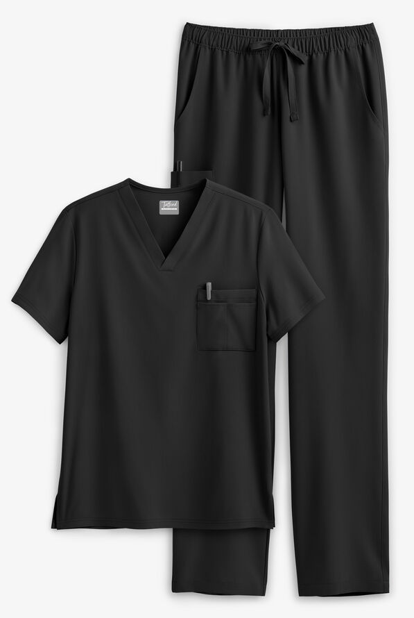 Tafford Active Stretch Unisex 8-Pocket Scrub Set - Onyx Black - 1