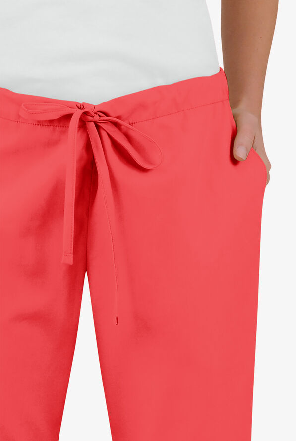 Butter-Soft Core Women's 4-Pocket Elastic Waist Back Drawstring Scrub Pants - Poppy - 3