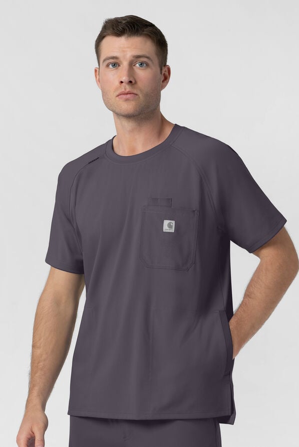 Camisa m&eacute;dica Carhartt Force&reg; Cross-Flex Knits STRETCH con cuello redondo y 5 bolsillos para hombre - Pewter - 2