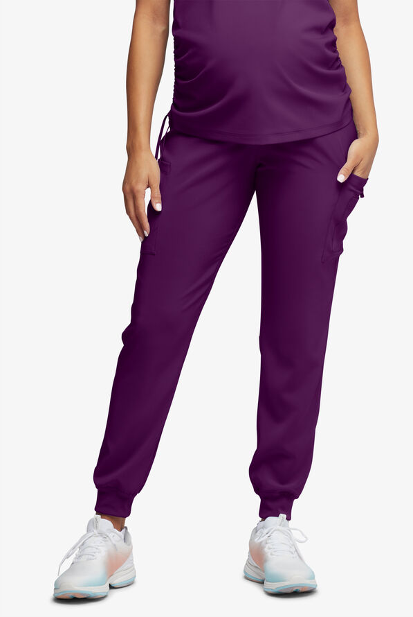 Pantalón médico de maternidad Easy STRETCH Chrissy estilo jogger con piernas pitillo y 4 bolsillos para mujer - Eggplant - 1