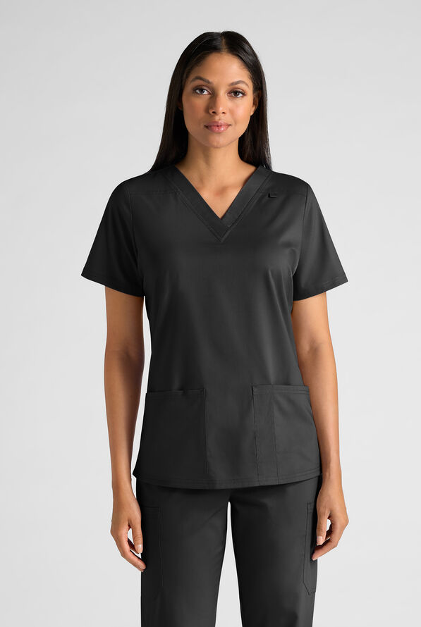 Butter-Soft STRETCH FLXTEK+ Women's 4-Pocket V-Neck Scrub Top - Black - 1
