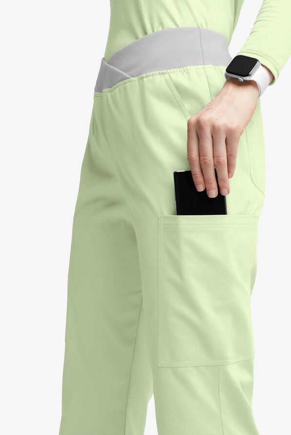 Butter-Soft Originals Women's 7-Pocket Mid Rise Crossover Waist Flared Leg Scrub Pants - Spring Mint/Silver - 2