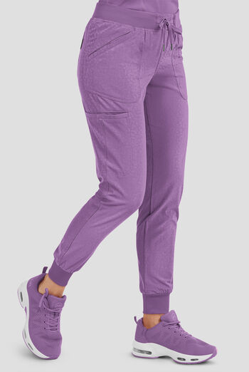 Pantal&oacute;n m&eacute;dico Zavate Ava Therese Sheba Cheetah Jacquard STRETCH estilo cargo jogger con 6 bolsillos para mujer