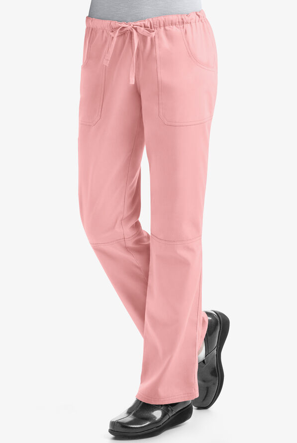 Butter-Soft Core Women's 6-Pocket Cargo Drawstring Scrub Pants - Blush - 1