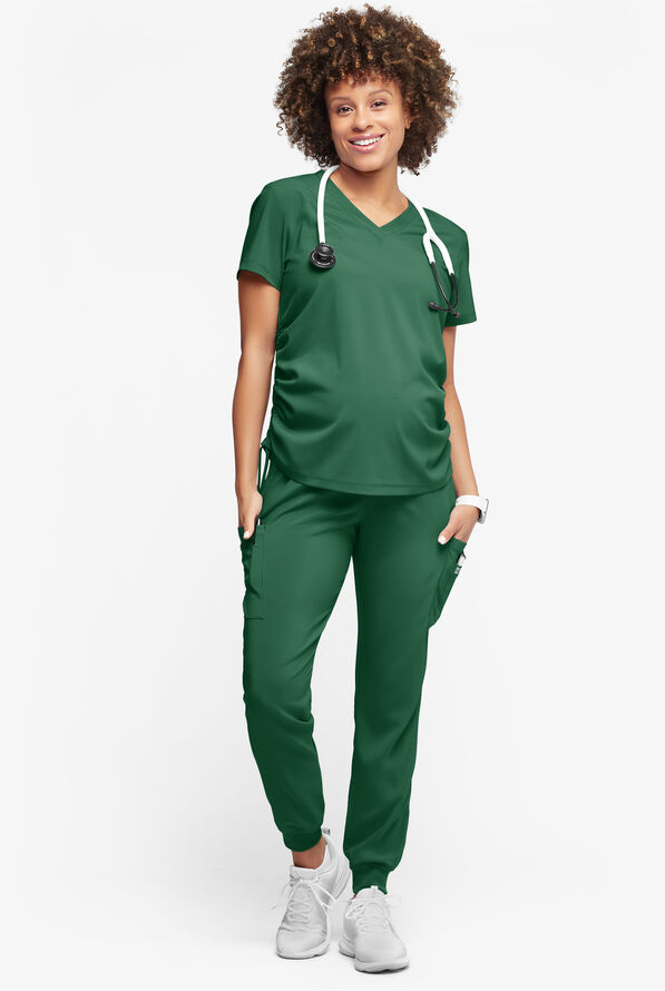 Easy STRETCH Chrissy Women's Maternity 4-Pocket Tapered Leg Jogger Scrub Pants - Hunter - 5