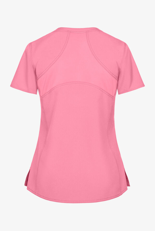 Med Couture Energy Serena Women's 3-Pocket STRETCH V-Neck Scrub Top - Taffy Pink - 3