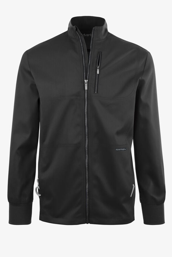 Advantage STRETCH Men's 4-Pocket Zip Front Warm-Up Scrub Jacket - Black - 1