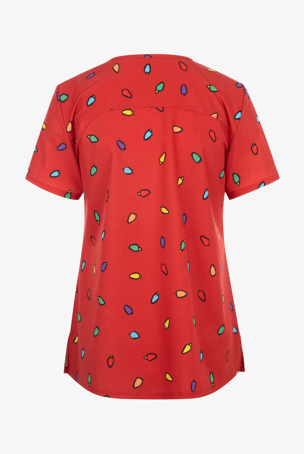 Blusa médica estampada FUNSCRUBS Peanuts Snoopy Christmas STRETCH con cuello en V y 2 bolsillos para mujer - null - 2