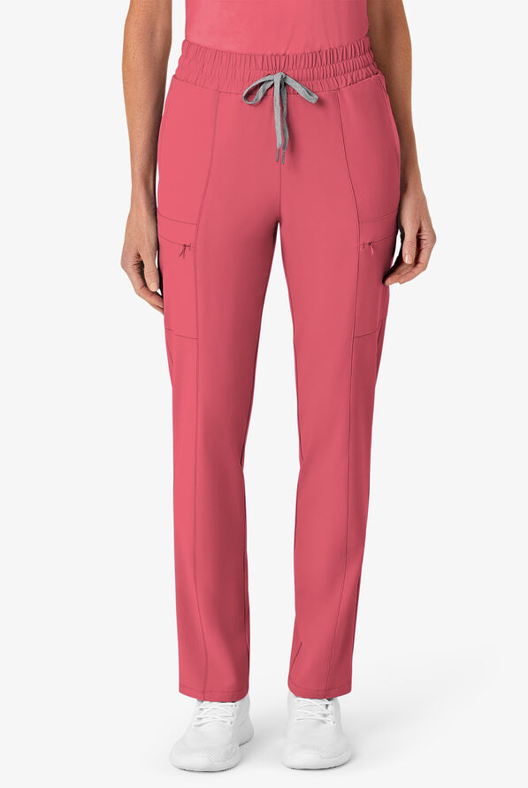 Wink Renew Women's 7-Pocket STRETCH High Waisted Slim Leg Cargo Scrub Pants - Ruby - 1