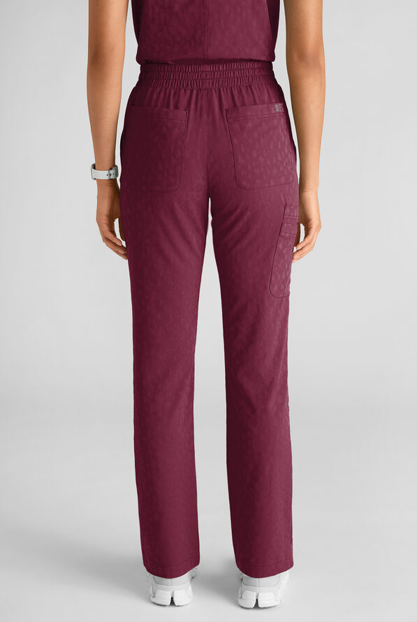 Easy STRETCH Naya Women's Jacquard 6-Pocket Straight Leg Scrub Pant - Wine - 6