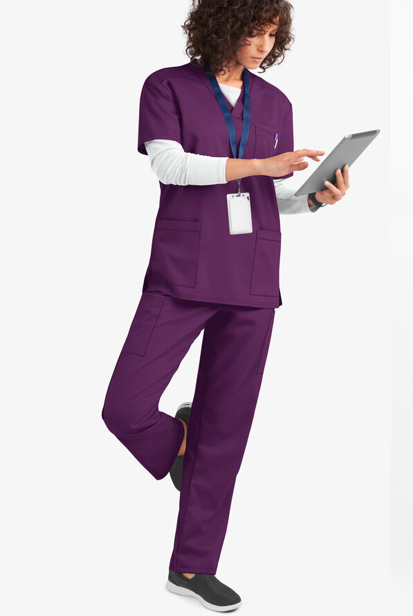 Pantal&oacute;n m&eacute;dico unisex UA Flex2 STRETCH estilo cargo con 6 bolsillos - Eggplant - 2