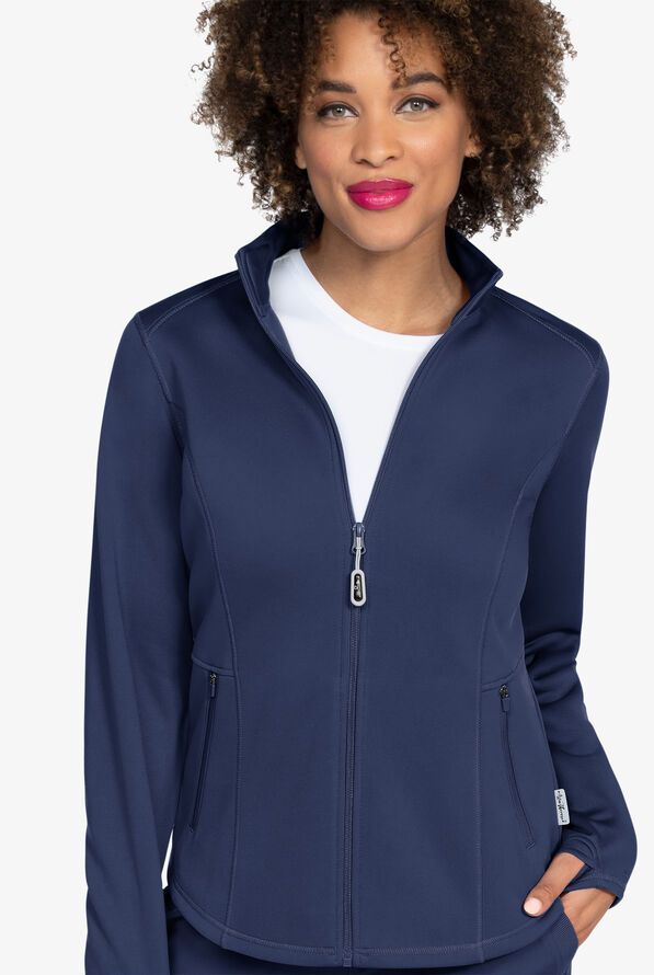 Zavate Ava Therese Megan Women's 2-Pocket Fleece Scrub Jacket - Navy - 2
