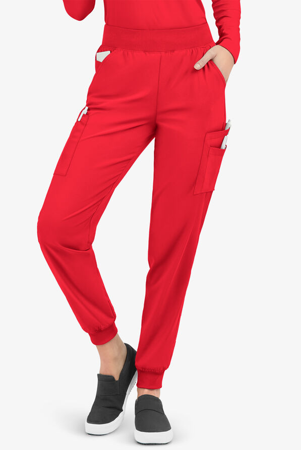 Easy STRETCH Mila Women's 7-Pocket Jogger Scrub Pants - Atomic Red - 1