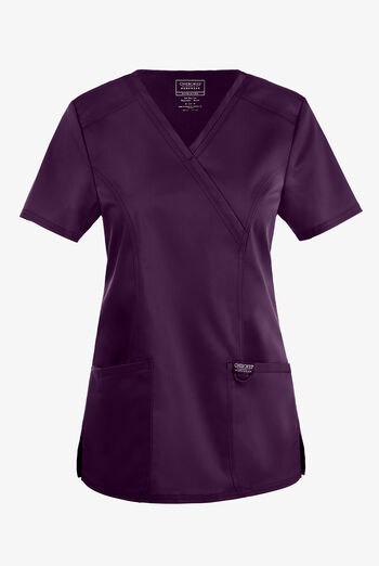 Cherokee Workwear Revolution Women's 2-Pocket STRETCH Mock Wrap Scrub Top