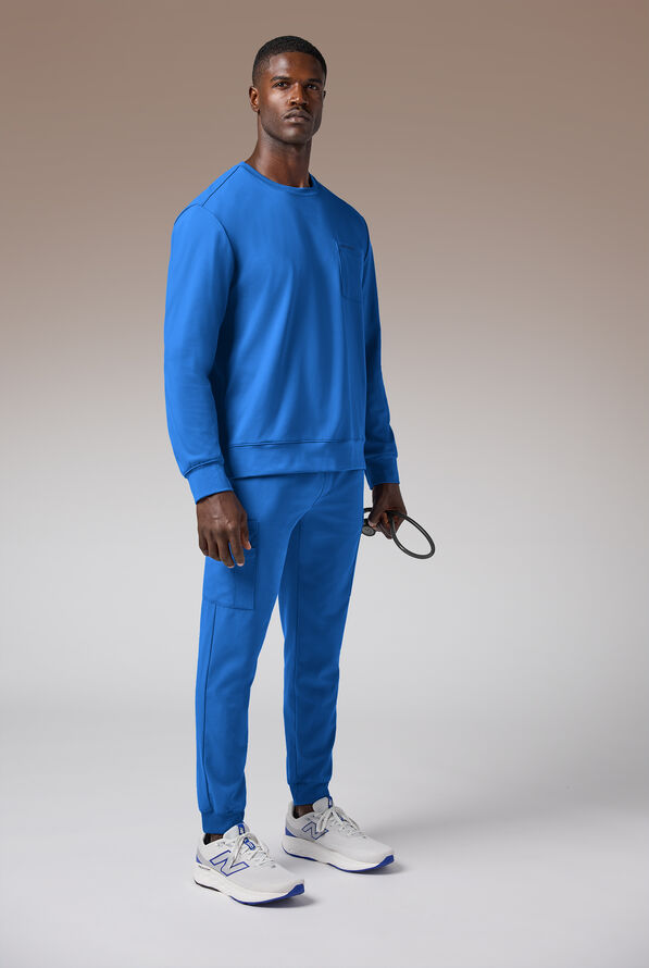 Hypothesis Omni Base Men's Knit Crew Neck Scrub Pullover - Royal - 3