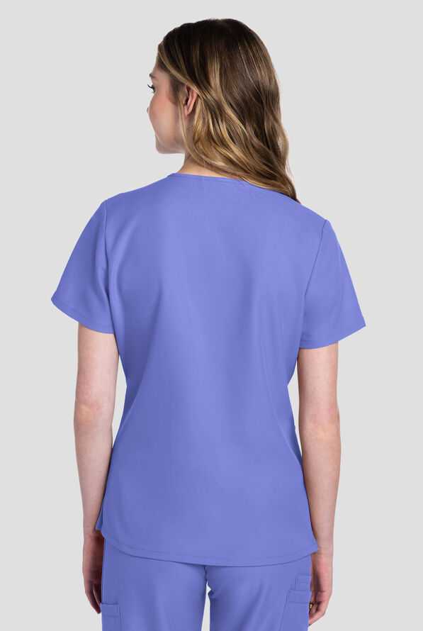 Blusa m&eacute;dica Cherokee Workwear Originals Ultra con cuello en V y 2 bolsillos para mujer - Ceil Blue - 3