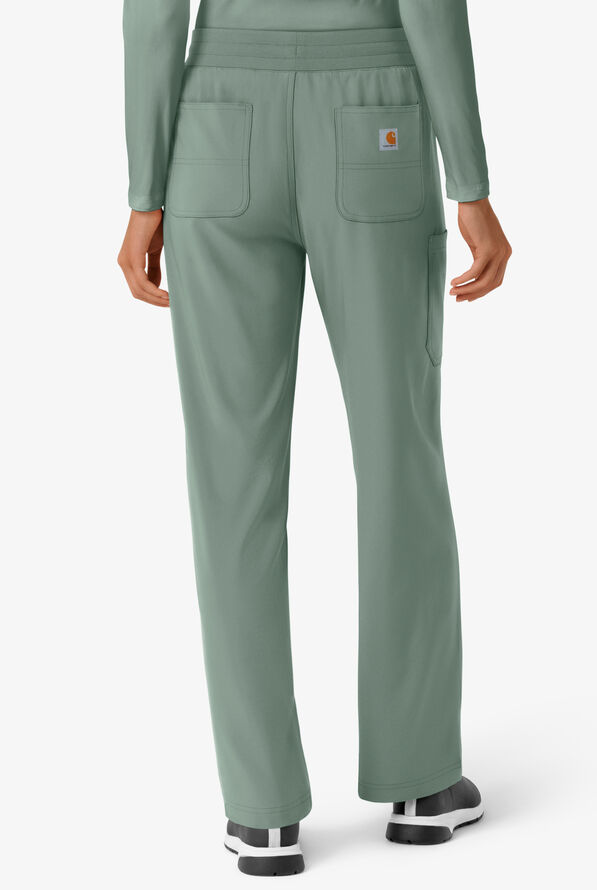 Carhartt Cross-Flex Force Boot Cut Women's 6-Pocket STRETCH Convertible Drawstring Cargo Scrub Pants - Green Slate - 2